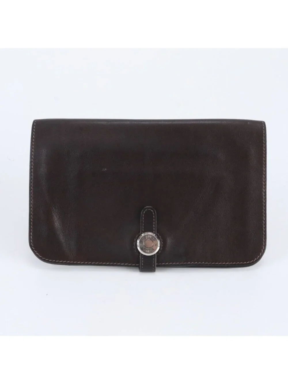 Hermes Dogon GM Leather Wallet Bifold Brown